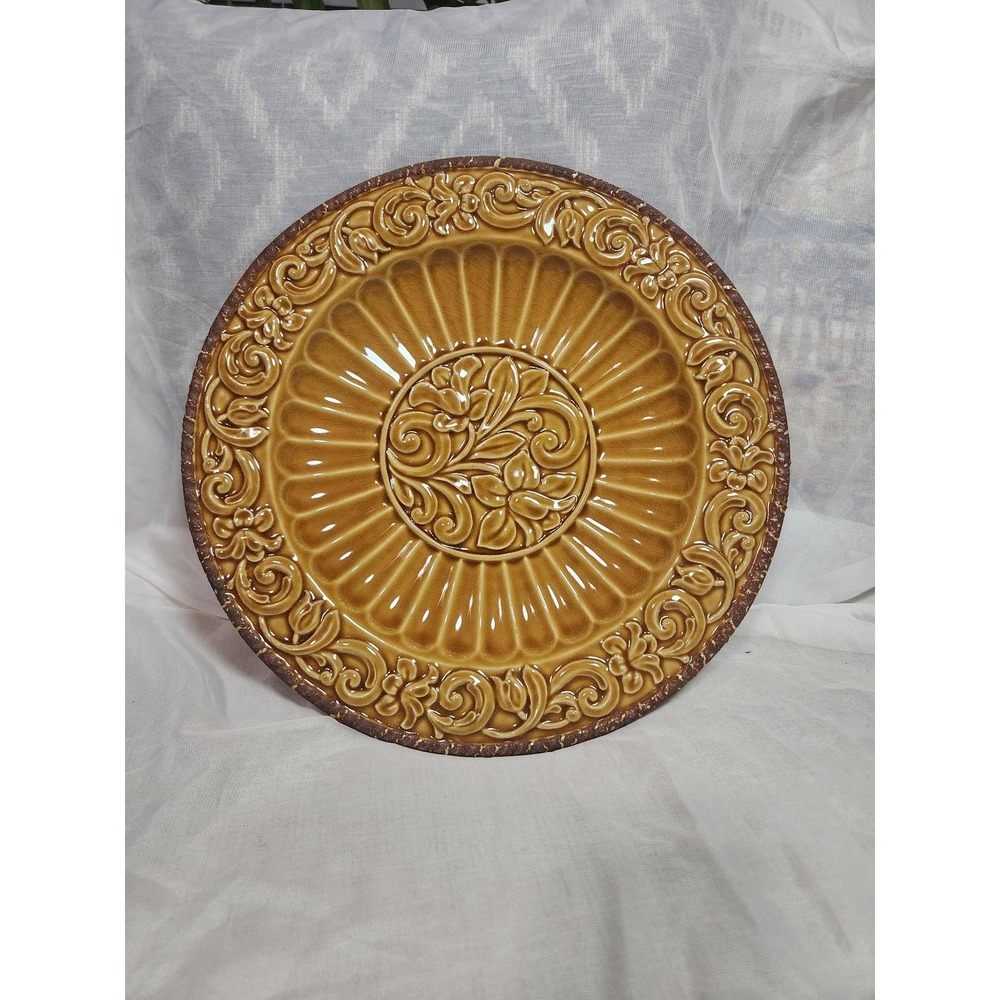 Certified International Florentine Pasta Serving Bowl Amber Floral Embossed 14"